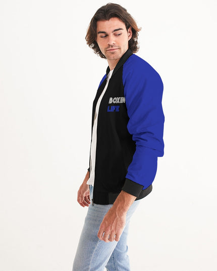 Blue and Black Boxing Male Men's Bomber Jacket