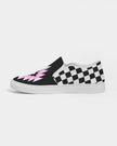 Black and White Checkered Women's Slip-On Canvas Shoe