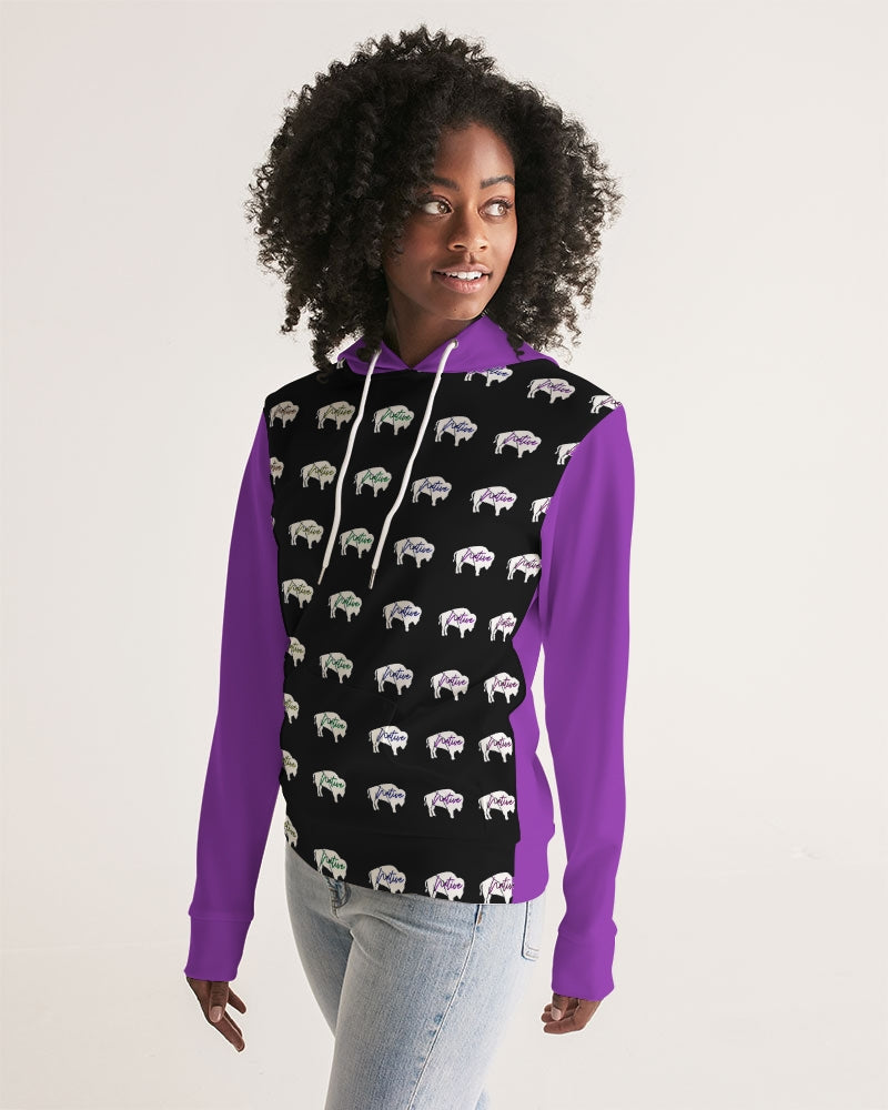 White Innii aka Bison Purple and Black Native Women Women's Hoodie