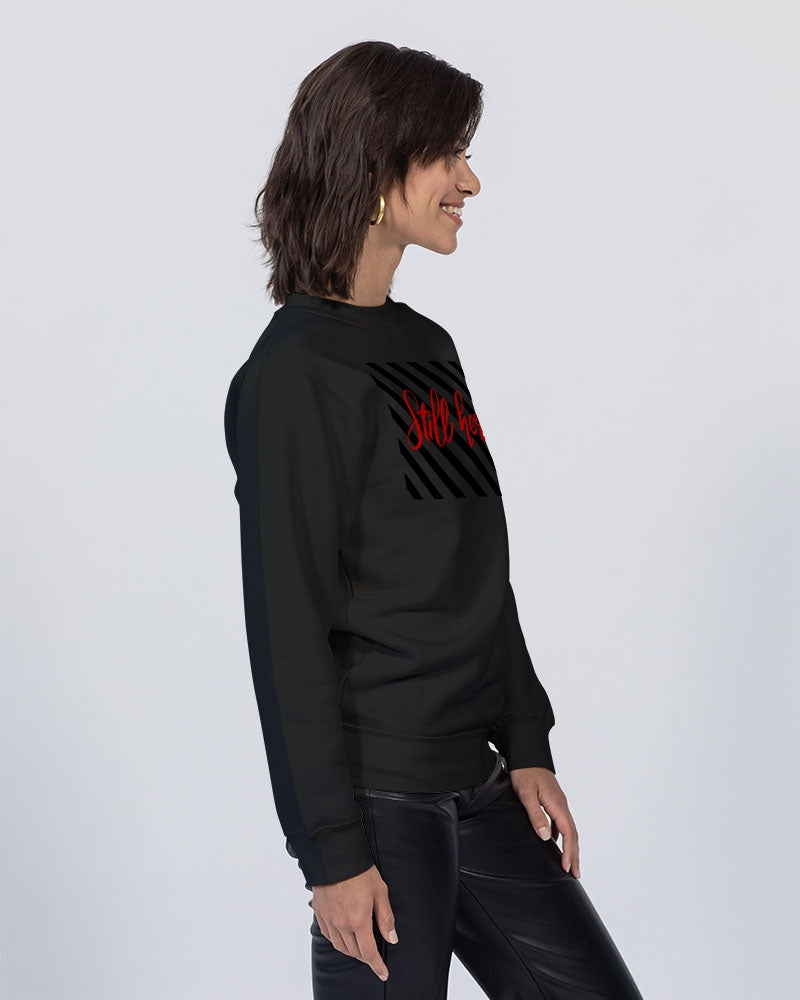 Still here! Red, Black and Charcoal Unisex Premium Crewneck Sweatshirt