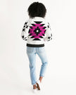 Magenta and Black Geometric Native Pattern Jacket Women's Bomber Jacket