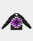 Black, Purple and White  Geometric Native Pattern Women's Bomber Jacket