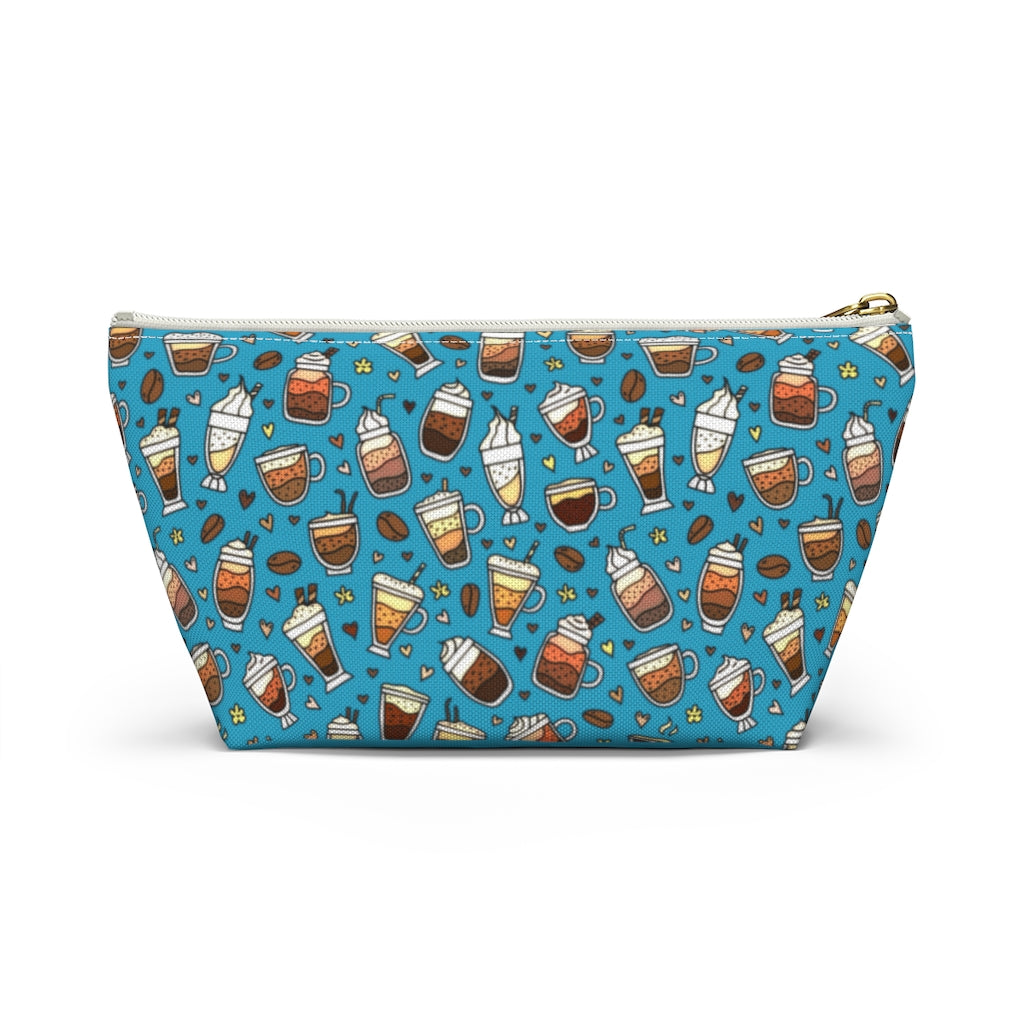 Coffee on Teal Accessory Pouch w T-bottom