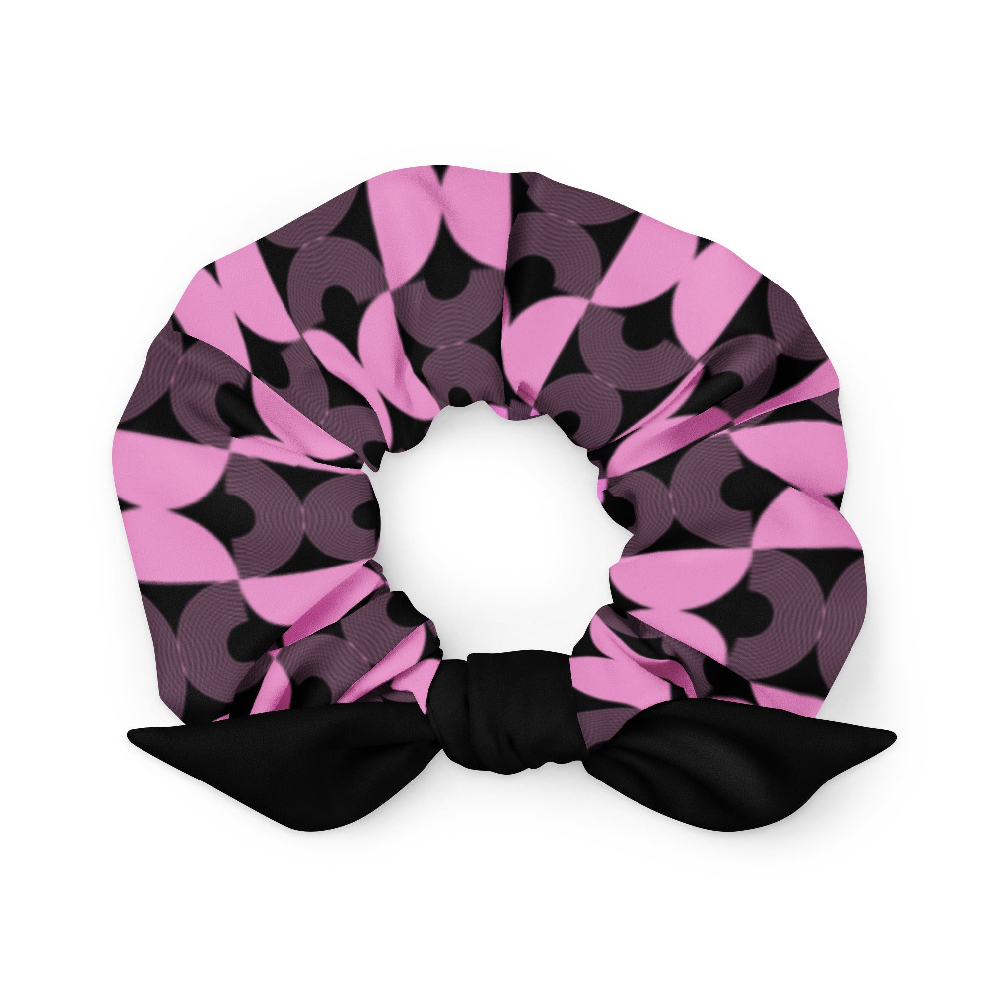 Black and Pink Geometric Hair Scrunchie