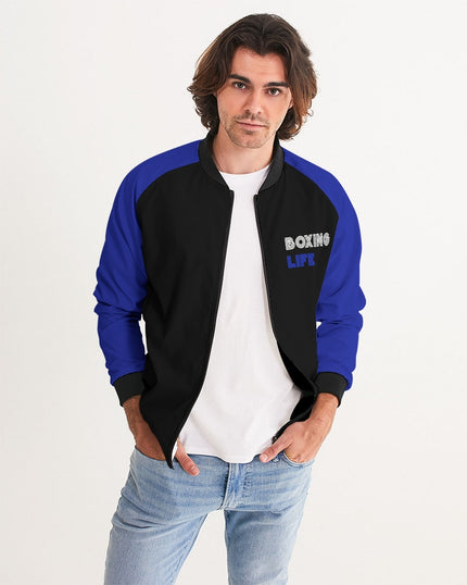 Blue and Black Boxing Male Men's Bomber Jacket