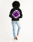 Black, Purple and White  Geometric Native Pattern Women's Bomber Jacket