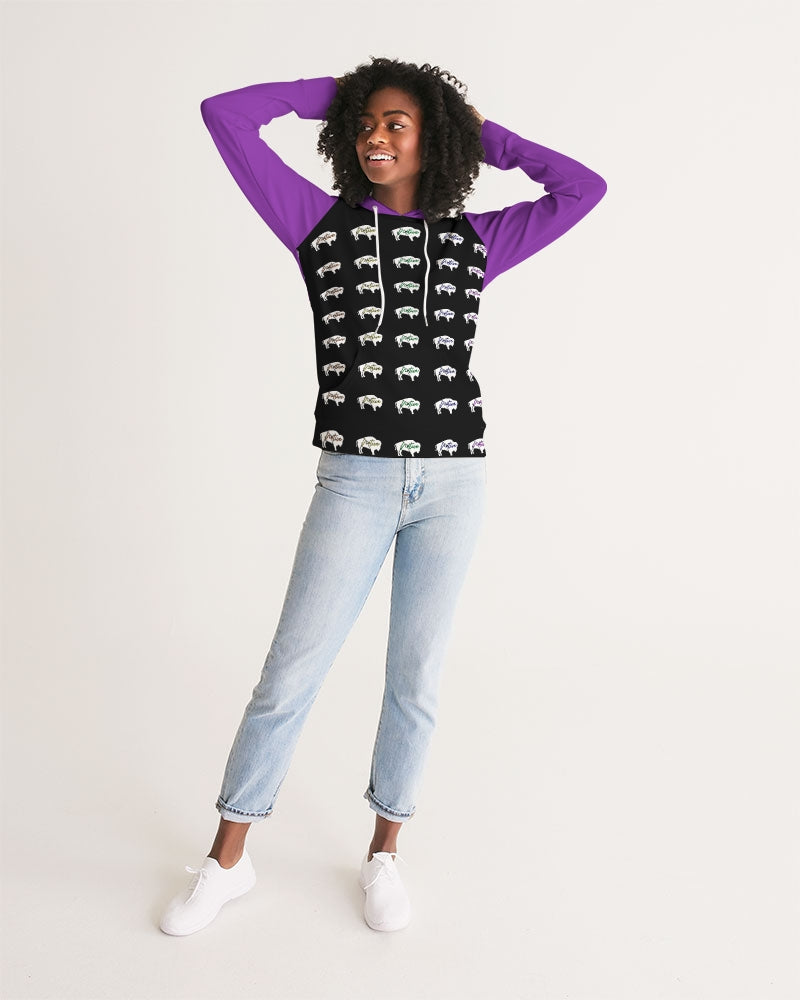 White Innii aka Bison Purple and Black Native Women Women's Hoodie