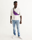 White Innii-Bison with Rainbow Native Text Purple Native Women Crossbody Sling Bag