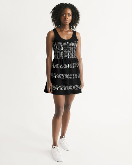 Native Geometric Pattern Women's Scoop Neck Skater Dress