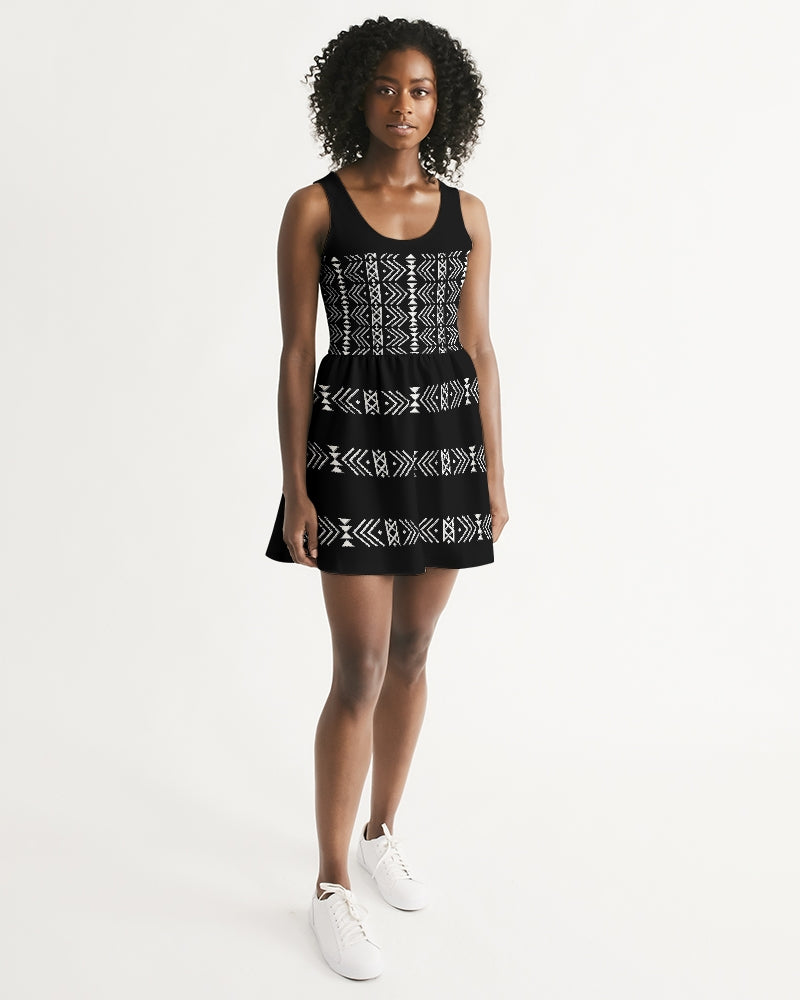 Native Geometric Pattern Women's Scoop Neck Skater Dress