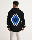 Blue, Black and White Geometric Native Pattern Men's Windbreaker