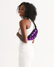 White Innii-Bison with Rainbow Native Text Purple Native Women Crossbody Sling Bag