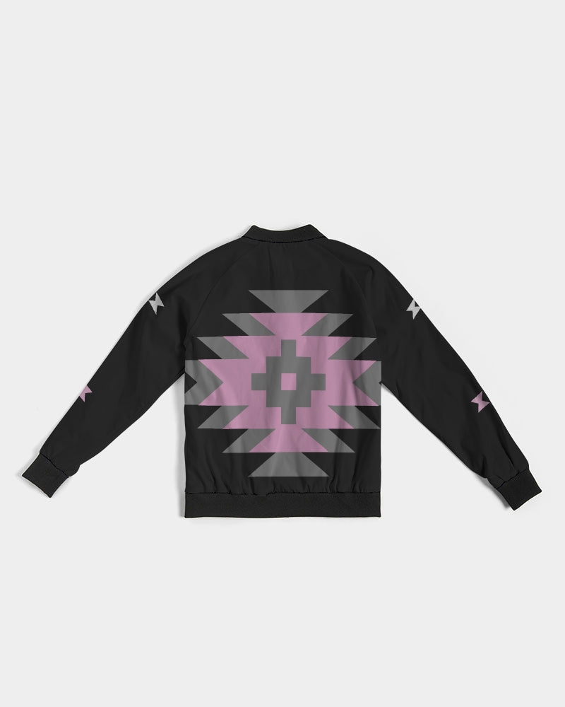 Native Pattern Pink, Gray and Black Women's Bomber Jacket