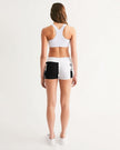 Green and Gray Geometric Native Pattern Women's Mid-Rise Yoga Shorts