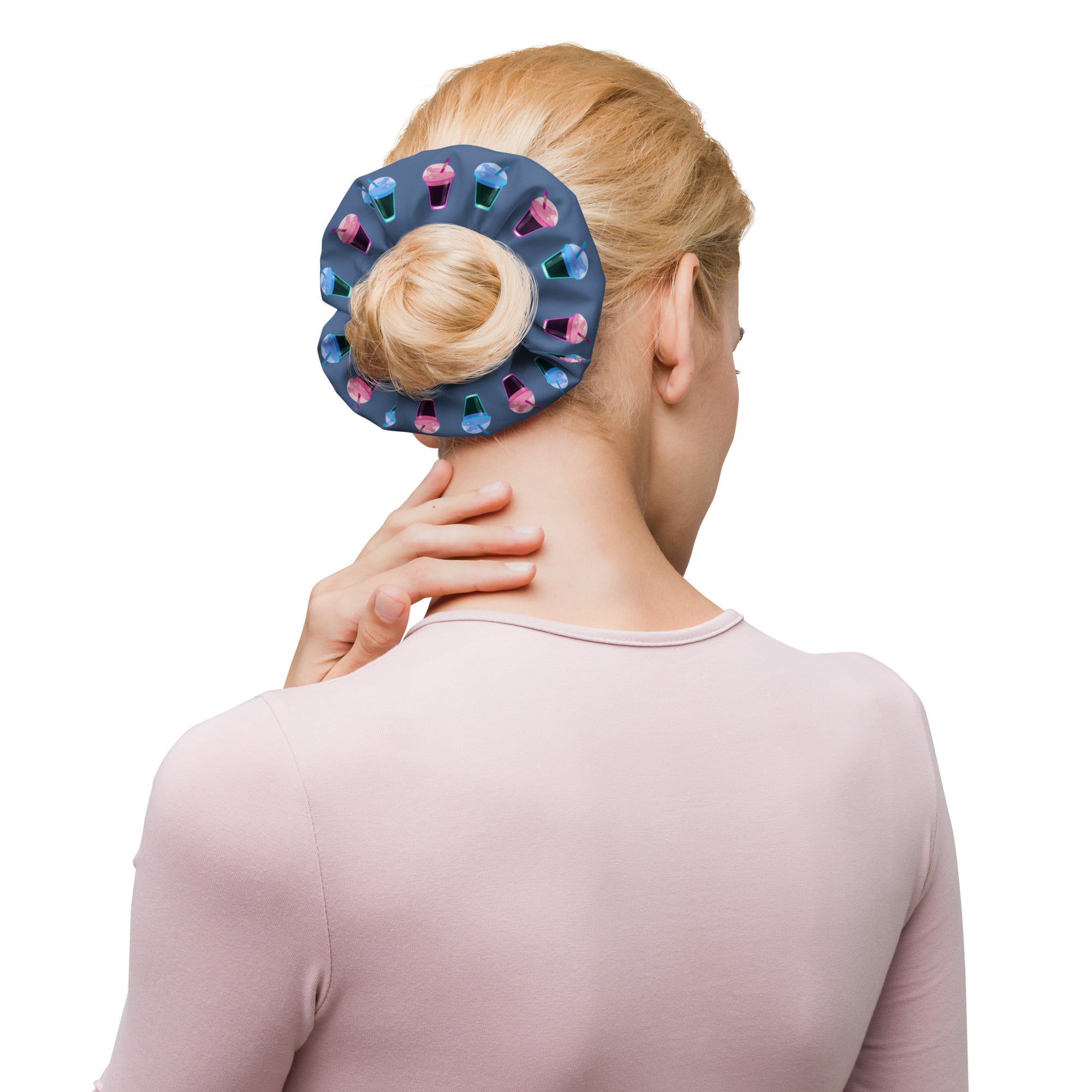 Frappuccino Pink Blue Scrunchie