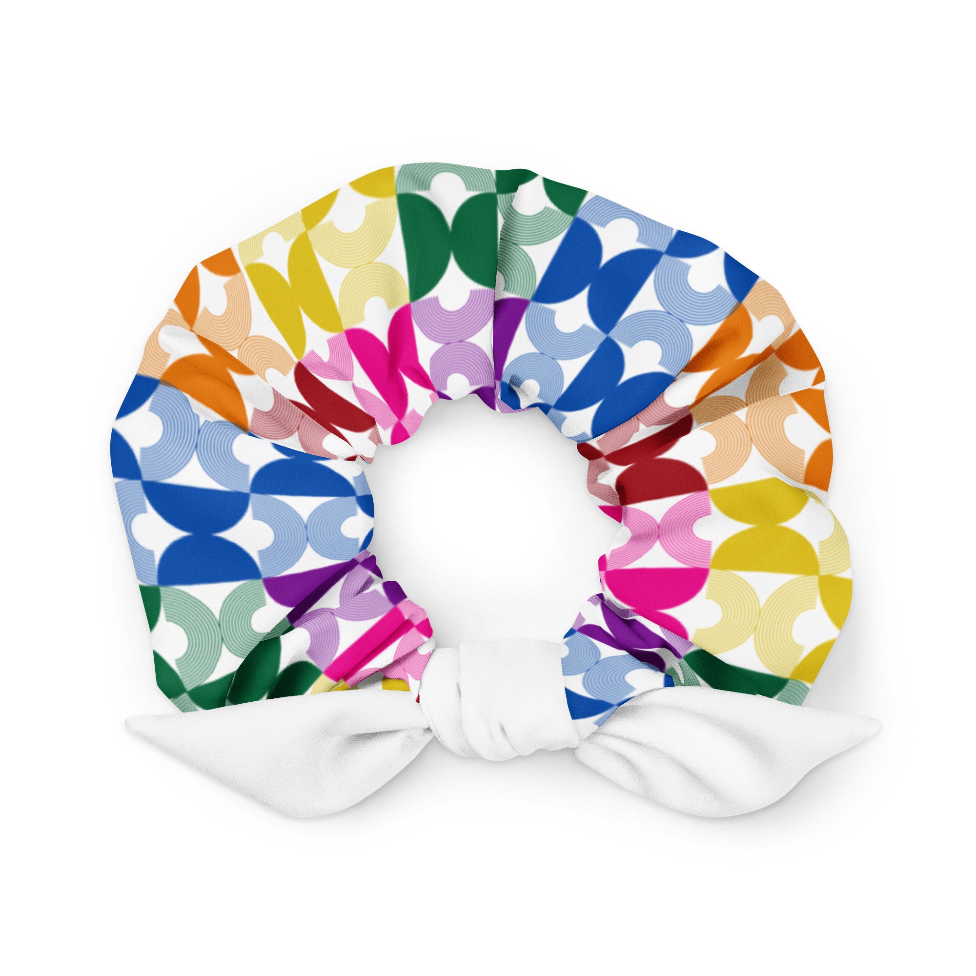 Geometric Rainbow Scrunchie
