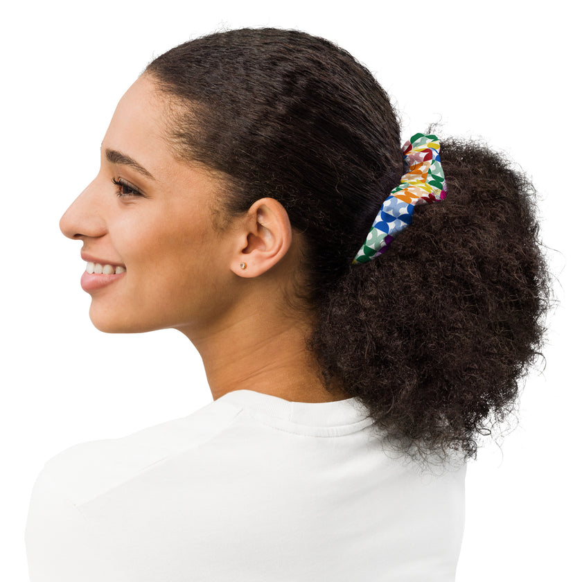 Geometric Rainbow Scrunchie