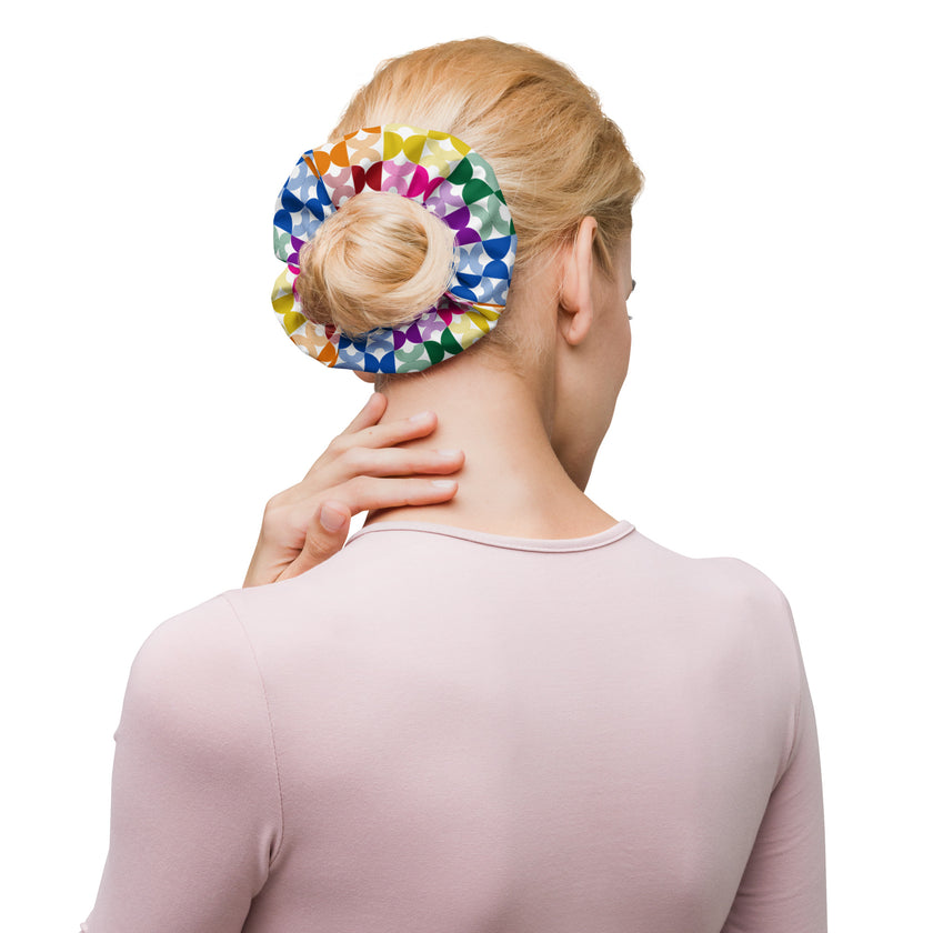 Geometric Rainbow Scrunchie