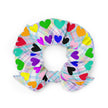 Rainbow hearts on Plaid Scrunchie