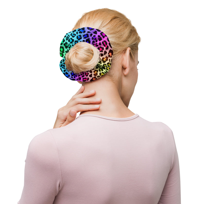 Rainbow Leopard Scrunchie