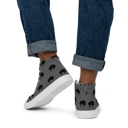 Native Bison Black Men’s high top canvas shoes