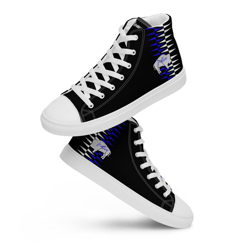 Native Bison White and Blue Pattern Men’s high top canvas shoes