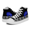 Native Bison White with Pattern on Black Men’s high top canvas shoes