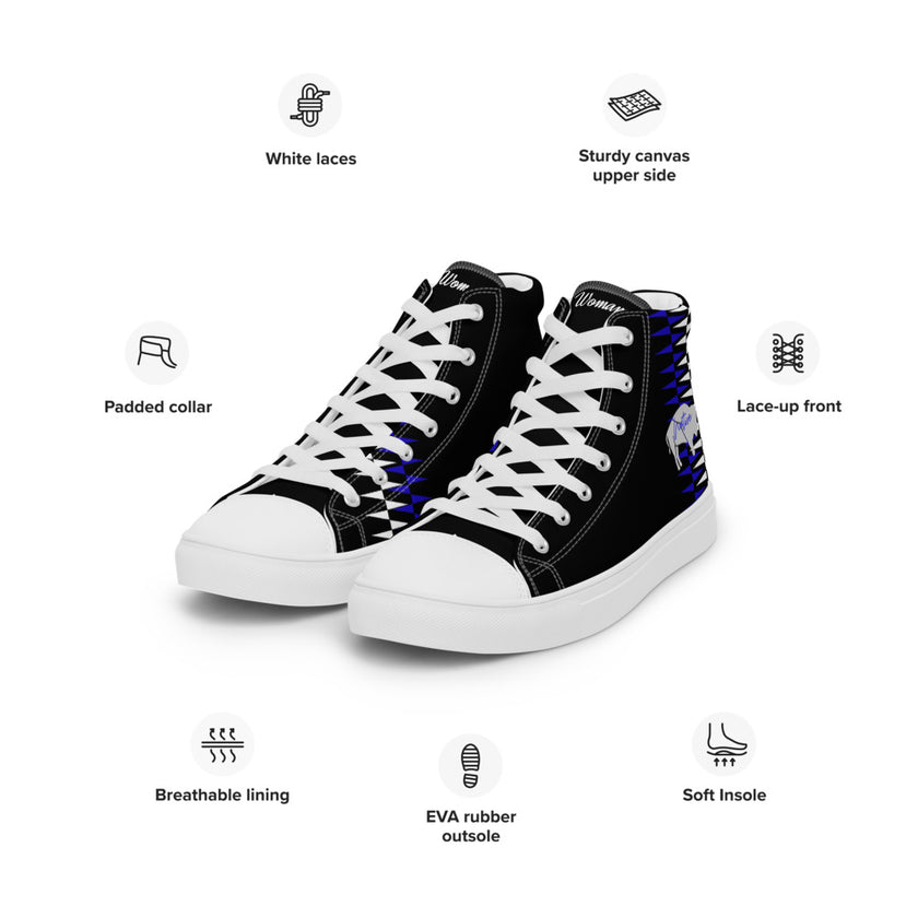 Native Bison White and Blue Pattern Men’s high top canvas shoes