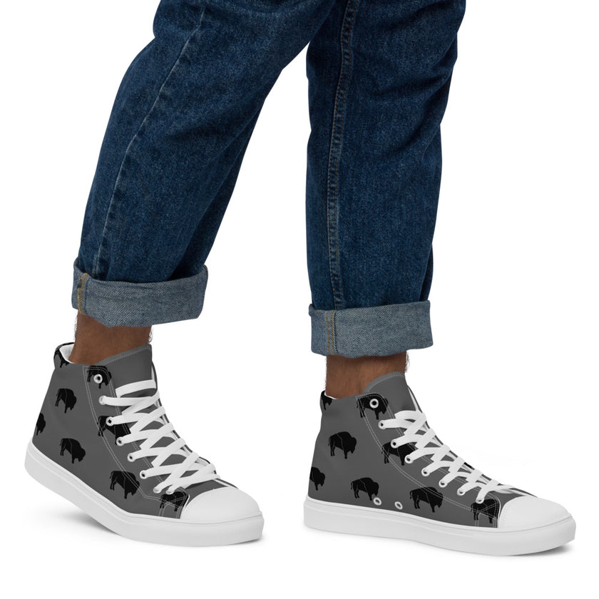 Native Bison Black Men’s high top canvas shoes