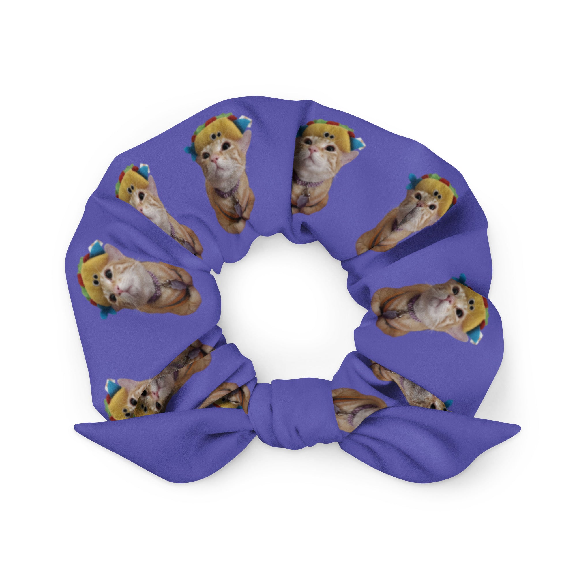 Mittens the Cat and her Taco Kid's Purple Scrunchie