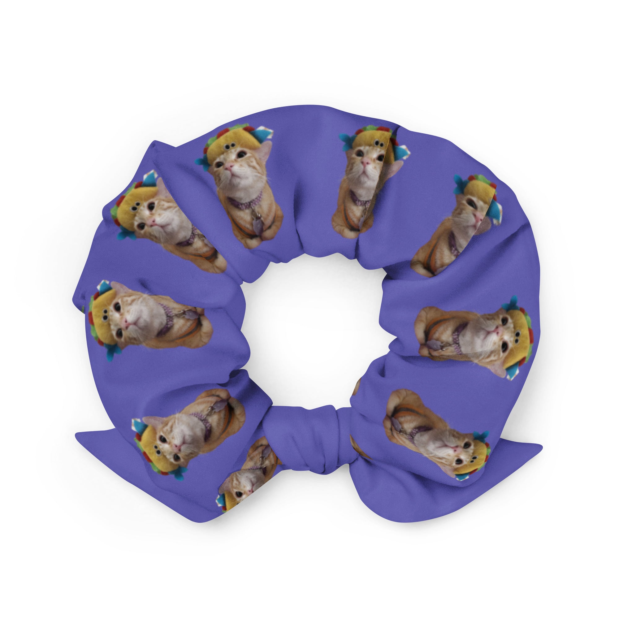 Mittens the Cat and her Taco Kid's Purple Scrunchie