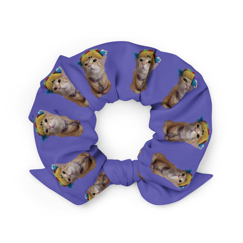 Mittens the Cat and her Taco Kid's Purple Scrunchie