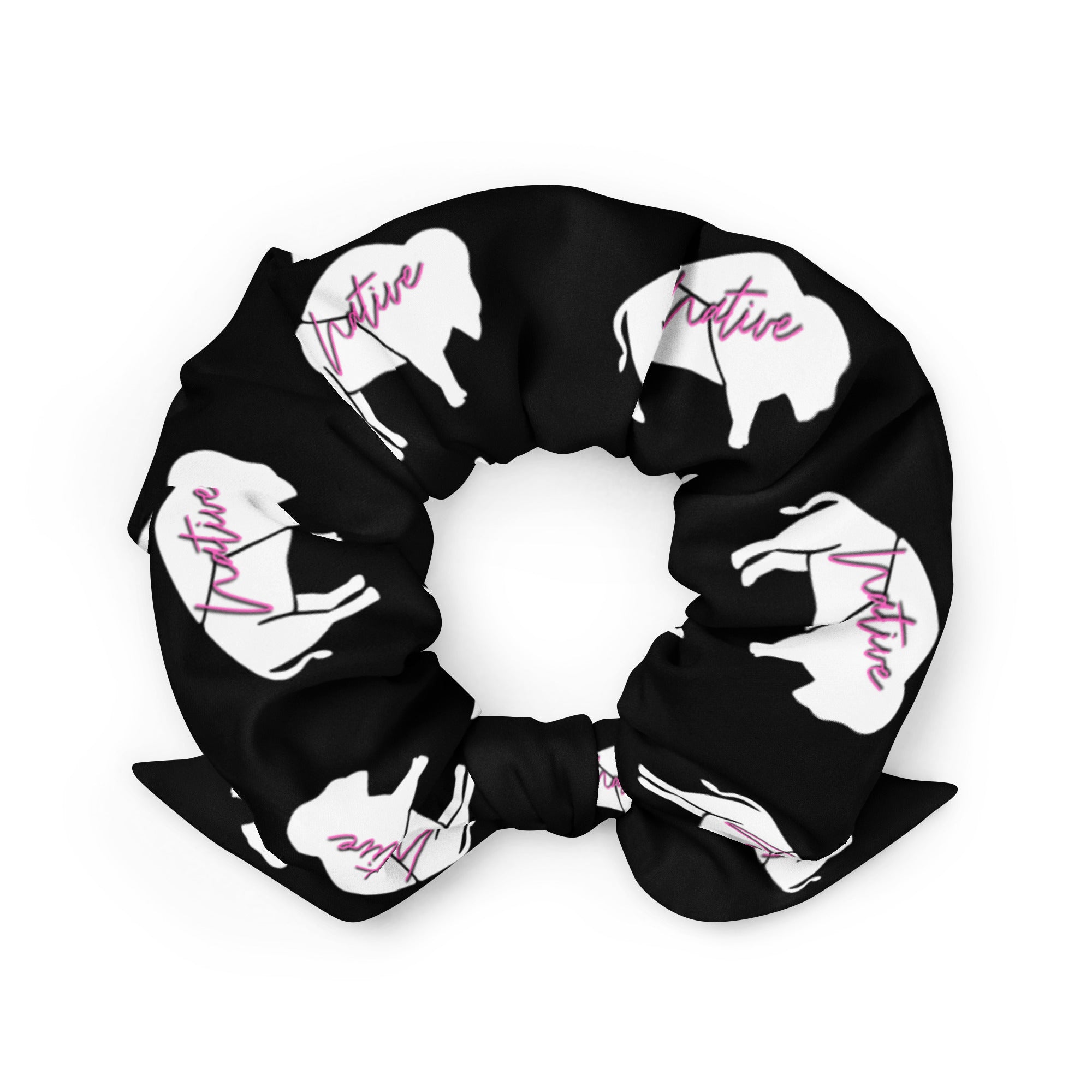 Native Bison Kids Pink/White Scrunchie