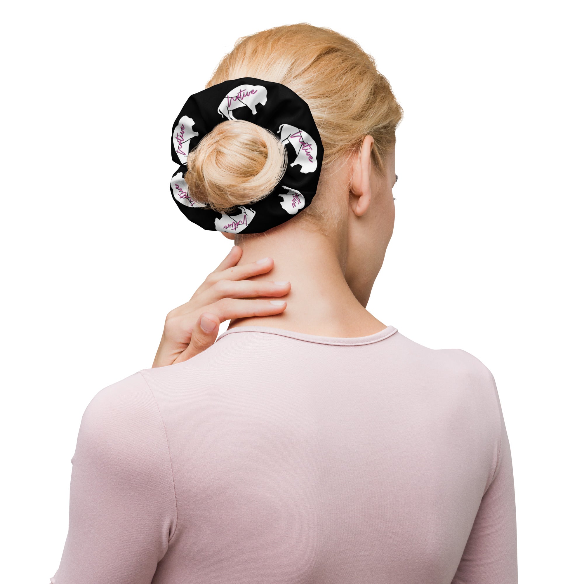 Native Bison Kids Pink/White Scrunchie