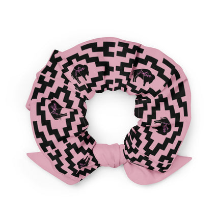 Native Bison Black with Pattern Pink Scrunchie