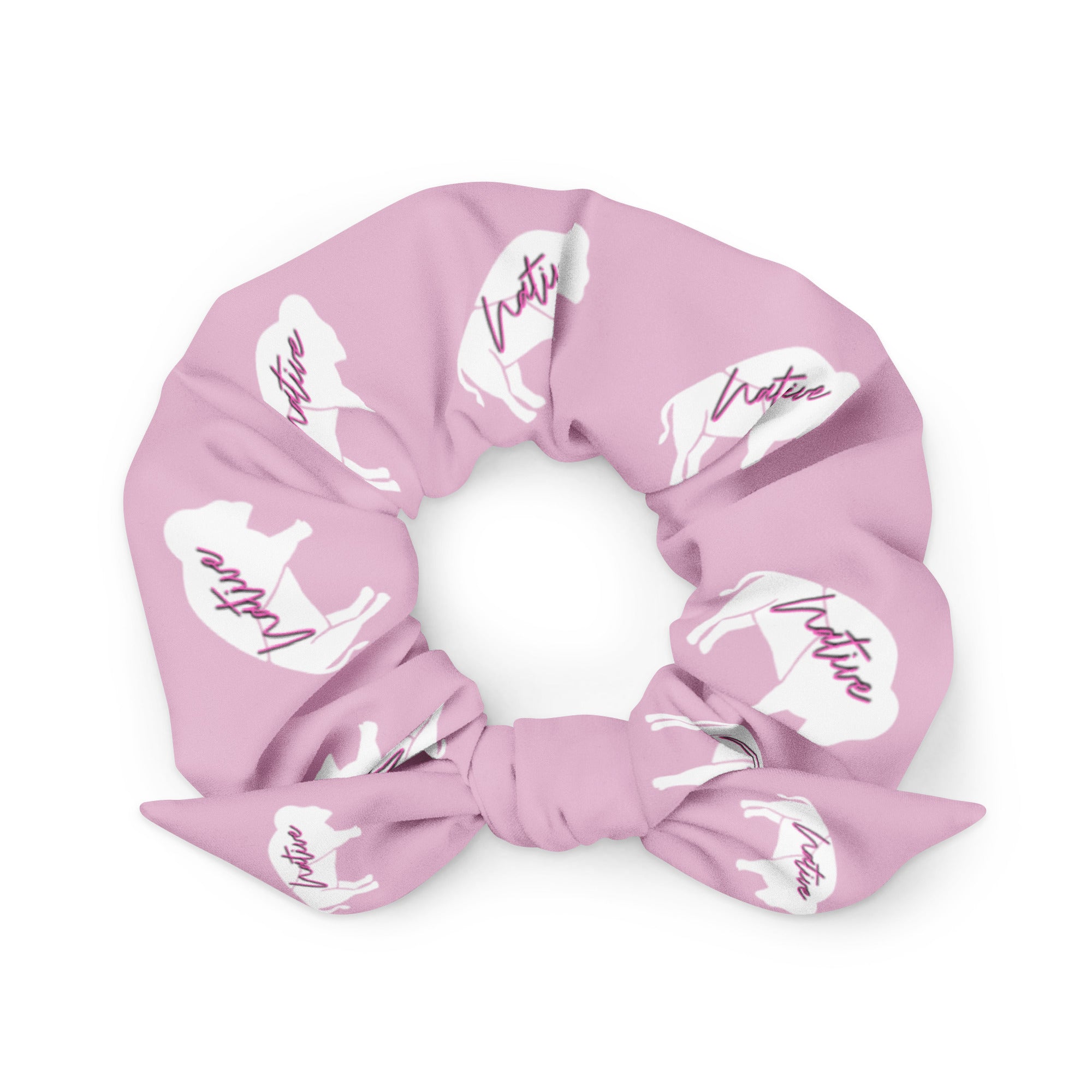 Native Bison Kids Pink White Scrunchie