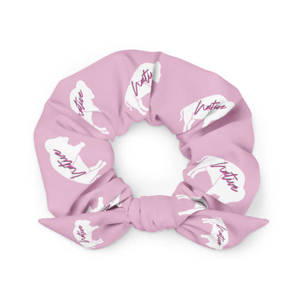 Native Bison Kids Pink White Scrunchie