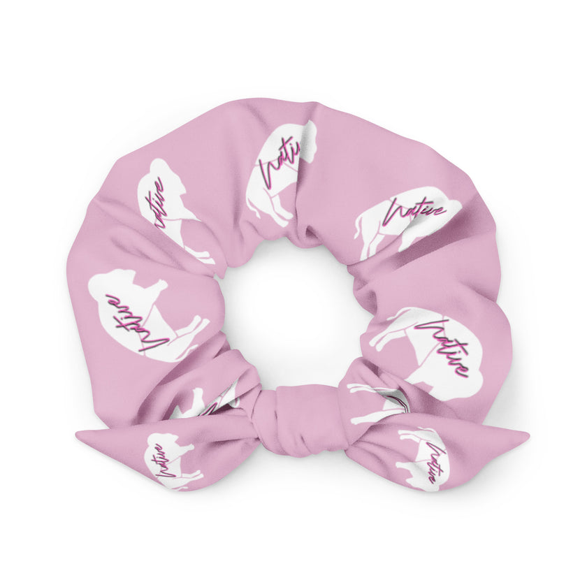 Native Bison Kids Pink White Scrunchie