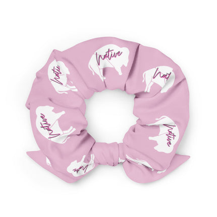Native Bison Kids Pink White Scrunchie