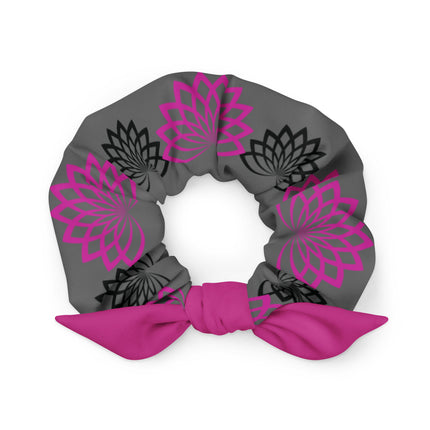 Pink and Black Floral Scrunchie