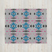 Native Pink and Teal Pattern on Gray Throw Blanket