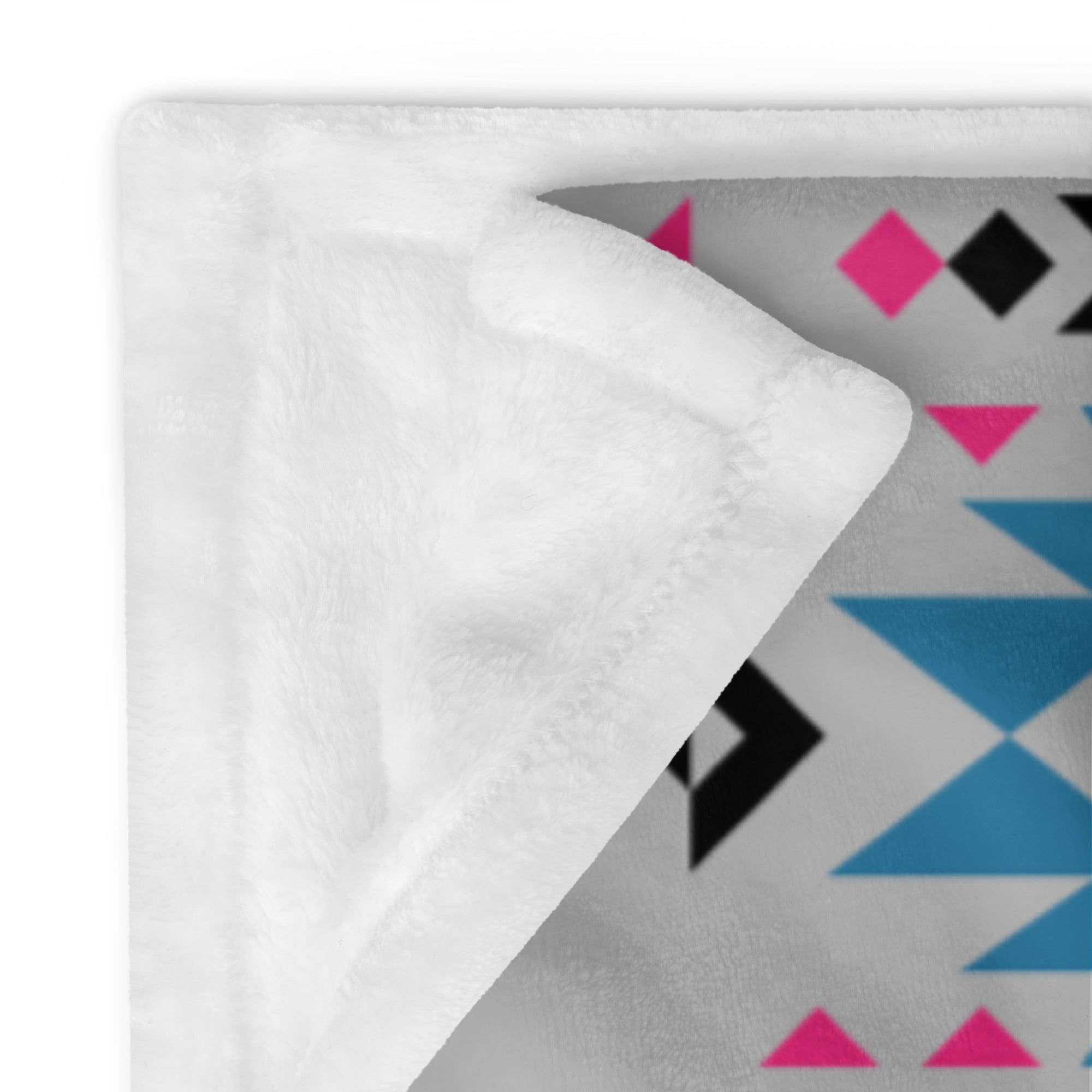 Native Pink and Teal Pattern on Gray Throw Blanket
