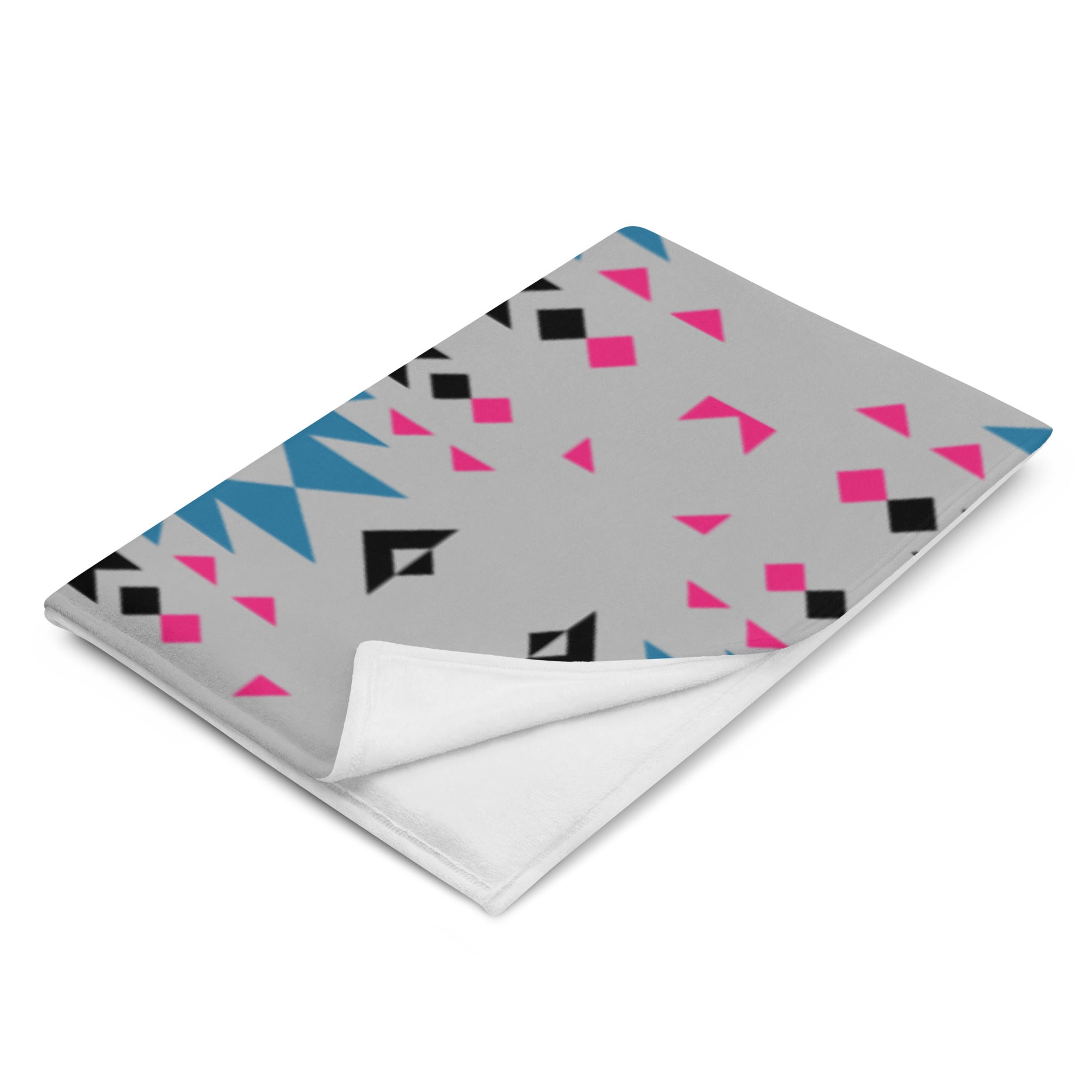 Native Pink and Teal Pattern on Gray Throw Blanket