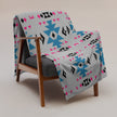 Native Pink and Teal Pattern on Gray Throw Blanket