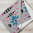 Native Pink and Teal Pattern on Gray Throw Blanket