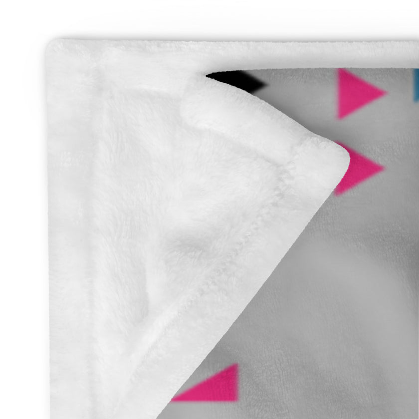 Native Pink and Teal Pattern on Gray Throw Blanket