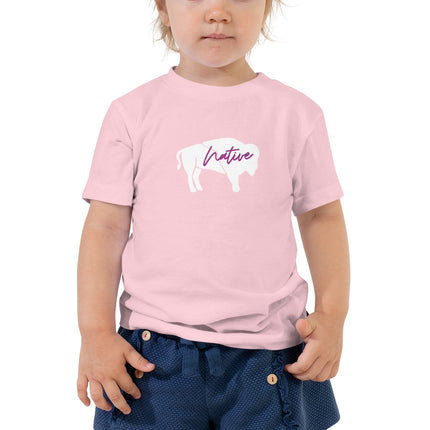 Native Bison White Toddler Short Sleeve Tee