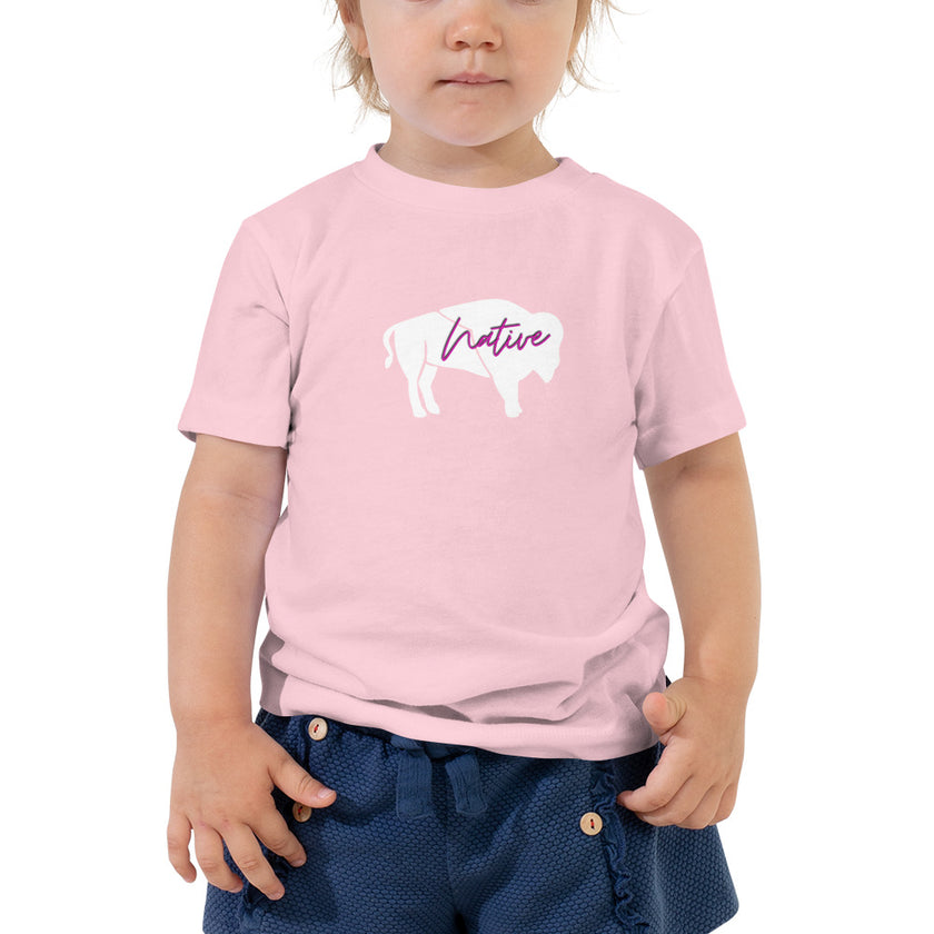 Native Bison White Toddler Short Sleeve Tee