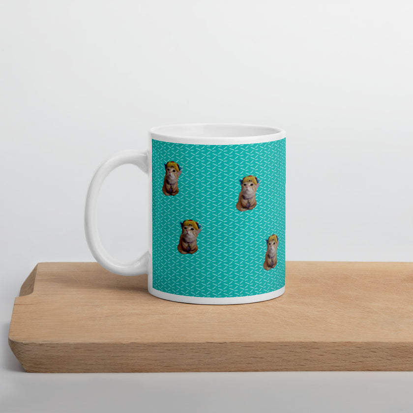 Mittens the Cat White glossy mug Lifestyle