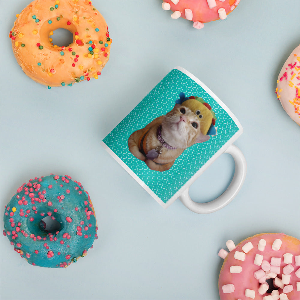 Mittens the Cat White glossy mug Lifestyle